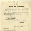 Registo de velocípede de marca Cycles Raio, com o nº 4149, em nome de Francisco Alves Gamboa, morador em Algueirão.