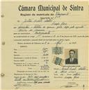 Registo de matricula de velocipedista em nome de Justino Duarte Matias, morador em Campo Raso, com o nº de inscrição 735.