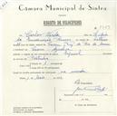Registo de velocípede de marca Especial, com o nº 5759, em nome de Carlos Varela, morador em Cacém.