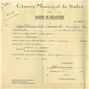 Registo de velocípede com o nº 6233, em nome de Augusto Francisco Porfirio Casmarinha, morador em Carenque.
