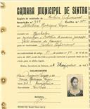 Registo de matricula de cocheiro profissional em nome de Albertina Rodrigues Lopes, moradora em Ranholas, com o nº de inscrição 928.