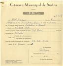 Registo de velocípede de marca Cicles Pombal, com o nº 7528, em nome de Abel Marques, morador em Vila Verde.