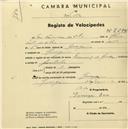 Registo de velocípede com o nº 2294, em nome de José Francisco da Silva, morador em Godigana.