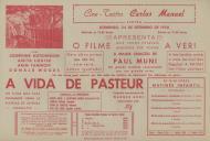 Programa do filme "A Vida de Pasteur" com a participação de Josephine Hutchinson, Anita Louise, Akim Tamiroff e Donald Woods.