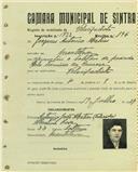 Registo de matricula de velocipedista em nome de Joaquim António Matias, morador em Montelavar, com o nº de inscrição 1722.