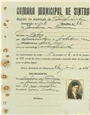 Registo de matricula de velocipedista em nome de Justino de Fonseca, morador em Cabriz, com o nº de inscrição 1091.