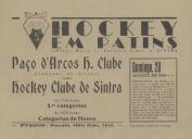 Programa do jogo do Paço de Arcos Hóquei Clube contra o Hóquei Clube de Sintra no Ringue Mário Costa Ferreira Lima no Parque Municipal Dr. Oliveira Salazar em Sintra a decorrer a 20 de agosto de 1944.