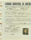 Registo de matricula de velocipedista em nome de Germano da Costa, morador na Terrugem, com o nº de inscrição 936.