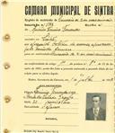 Registo de matricula de carroceiro 2 ou mais animais em nome de António Firmino Fernandes, morador em Sintra, com o nº de inscrição 1743.