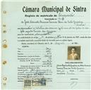 Registo de matricula de velocipedista em nome de José Manuel Arsénio Tavares Dias da Costa Gonçalves, morador em Sintra, com o nº de inscrição 418.
