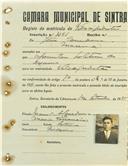 Registo de matricula de velocipedista em nome de João Corredoura, morador em Maceira, com o nº de inscrição 1041.