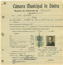 Registo de matricula de velocipedista em nome de José Agostinho, morador em Queluz, com o nº de inscrição 606.