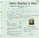 Registo de matricula de velocipedista em nome de Joaquim Marques, morador em Belas, com o nº de inscrição 769.