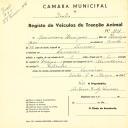 Registo de um veiculo de duas rodas tirado por dois animais de espécie asinina destinado a transporte de mercadorias em nome de Maximiano Henriques, morador nas Lameiras.