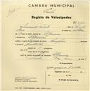 Registo de velocípede de marca Champion, com o nº 2528, em nome de Manuel Torcato, morador em Ulgueira.
