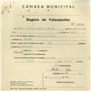 Registo de velocípede de marca Dix, com o nº 3930, em nome de Augusto Rodrigues Lopes de Araújo, morador em Massamá.