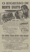 Programa do filme "O regresso de Monte Cristo" com a participação dos atores Louis Hayward, Barbara Britton e George Magready. 