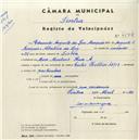 Registo de velocípede de marca Helios, com o nº 4584, em nome de Eduardo Augusto da Luz Marques, morador em Mem Martins.