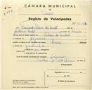 Registo de velocípede de marca Union, com o nº 3532, em nome de Fernando Silva da Costa, morador em Nafarros.