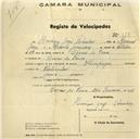 Registo de velocípede de marca Olympique, com o nº 377, em nome de Henrique Jorge Salvador, morador em Covas de Ferro.