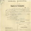 Registo de velocípede de marca Setora, com o nº 536, em nome de Manuel Julião Duarte, morador em Areias.