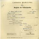 Registo de velocípede de marca Cicles R.P., com o nº 2820, em nome de Cesário Matias da Costa, morador em Ranholas.