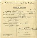 Registo de velocípede de marca Cycles Pombal com motor, com o nº 6457, em nome de Manuel Vicente Duarte, morador em Campo Raso.