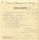 Registo de velocípede de marca Caravela, com o nº 7240, em nome de Domingos Jacinto, morador em Pernigem.