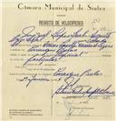 Registo de velocípede de marca Especial, com o nº 6856, em nome de Miguel Lopes Leal, morador em Carenque.