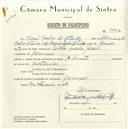Registo de velocípede de marca G. Smith, com o nº 5662, em nome de Raul Nobre de Ataide, morador em Carenque.