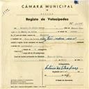 Registo de velocípede com o nº 4188, em nome de António da Silva Lucas, morador em Vale de Lobos.