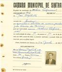 Registo de matricula de cocheiro profissional em nome de José Batista, morador em Queluz, com o nº de inscrição 956.