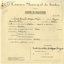 Registo de velocípede de marca Deka, com o nº 5780, em nome de David Boaventura Rodrigues Vinagre, morador em Morelena.