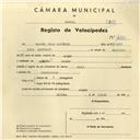 Registo de velocípede de marca Raio, com o nº 4288, em nome de Manuel Brás Carteiro, morador em Anços.