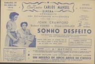 Programa do filme "Sonho Desfeito" realizado por Vinvent Sherman com a participação de Joan Crawford, Robert Young e Frank Lovejoy.