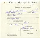 Registo de velocípede com o nº 8804, em nome de Joaquim Duarte Amaral, morador em Paiões.