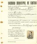 Registo de matricula de carroceiro de 2 ou mais animais em nome de Manuel Bordalo Jorge, morador em Sintra, com o nº de inscrição 1924.