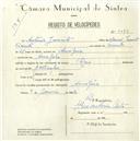 Registo de velocípede de marca Raio, com o nº 5514, em nome de António Jacinto, morador em Assafora.