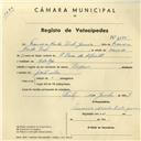 Registo de velocípede de marca Império, com o nº 4285, em nome de Francisco Mendes Pinto Júnior, morador em A-da-Beja.