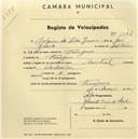 Registo de velocípede de marca Oriental, com o nº 1347, em nome de António Nunes, morador na Rua Elias Garcia, Cacem de Baixo.