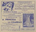 Programa do filme "A Princesa das Czardas" com a participação de Marika Rokk, Johannes Heesters e Walter Mulle.