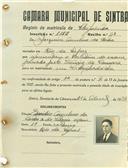 Registo de matricula de velocipedista em nome de Joaquim Anselmo da Costa, morador em Rio de Sapos, com o nº de inscrição 1122.