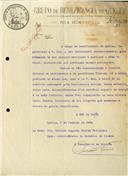 Ofício dirigido ao Administrador do Concelho de Sintra, Belmiro Augusto Vieira Fernandes, proveniente do Presidente da Direção do Grupo de Beneficência de Queluz, referente a uma oferta de 100$00 destinados a auxiliar o bodo do Natal.