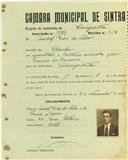 Registo de matricula de velocipedista em nome de Aníbal Dias da Silva, morador na Idanha, com o nº de inscrição 1827.