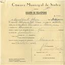Registo de velocípede com o nº 6022, em nome de Manuel Vicente Albogas, morador em Almornos.