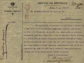 Ofício pelo Chefe do Distrito de Recrutamento e Reserva nº 1, Inácio [...], ao Administrador do Concelho de Sintra, informando que no ano de 1916, na freguesia de S. João das Lampas, não se encontra recenseado mancebo algum com o nome de António Manuel Duarte.