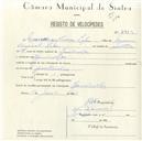 Registo de velocípede com o nº 4953, em nome de Maximiano Soares Lopes, morador em Ranholas.