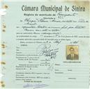Registo de matricula de velocipedista em nome de Olimpio Ribeiro Arrais, morador na Praia das Maçãs, com o nº de inscrição 814.