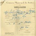 Registo de velocípede de marca Olga, com o nº 5907, em nome de José Luís, morador em Sintra.