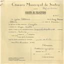 Registo de velocípede de marca Ardito com motor, com o nº 6071, em nome de João Albino, morador em Várzea de Sintra.